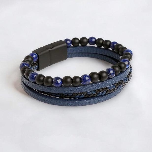 Pulseira Masculina de Couro com Olho de Tigre - Dom Athos