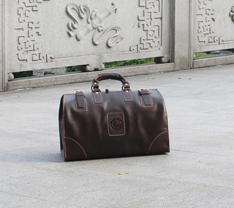 Nomad Classic Duffle II - Bolsa de Viagem em Couro Autêntico Vintage