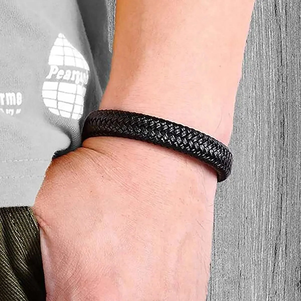 Pulseira Magnética de Couro PU Preto - Dom Athos