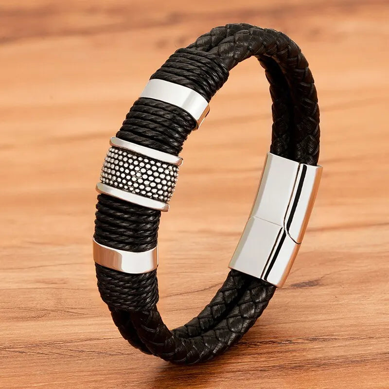 Pulseira Masculina Vintage de Couro Trançado - Dom Athos